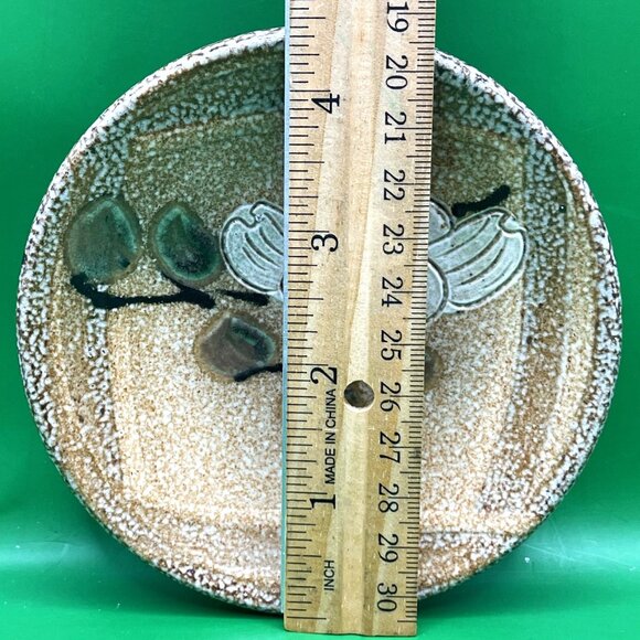 Artisan Made Pottery Ring Dish Trinket Tray Hand Painted Floral Flower Signed - Picture 8 of 11